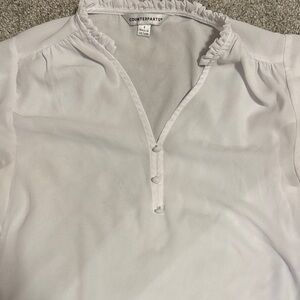 Counterparts Women's Cream Blouse with Ruffle Neckline